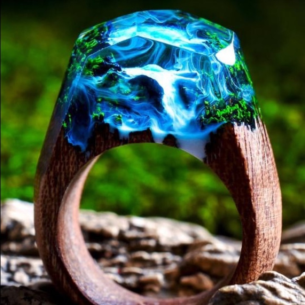 Azure Falls Secret Wood Ring size 6.5